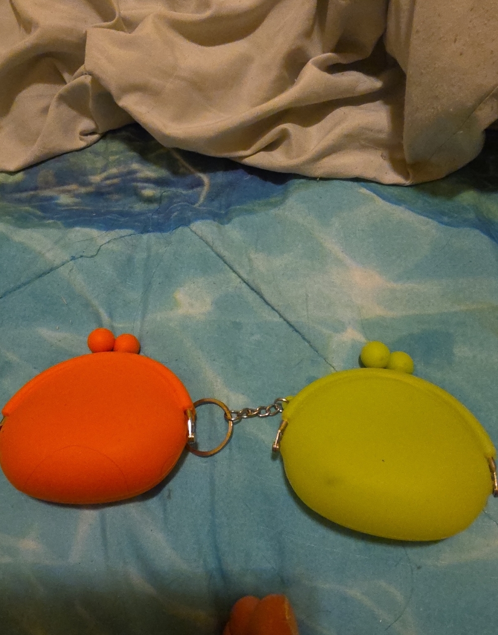 Double Mini Coin Purses Orange & Green
